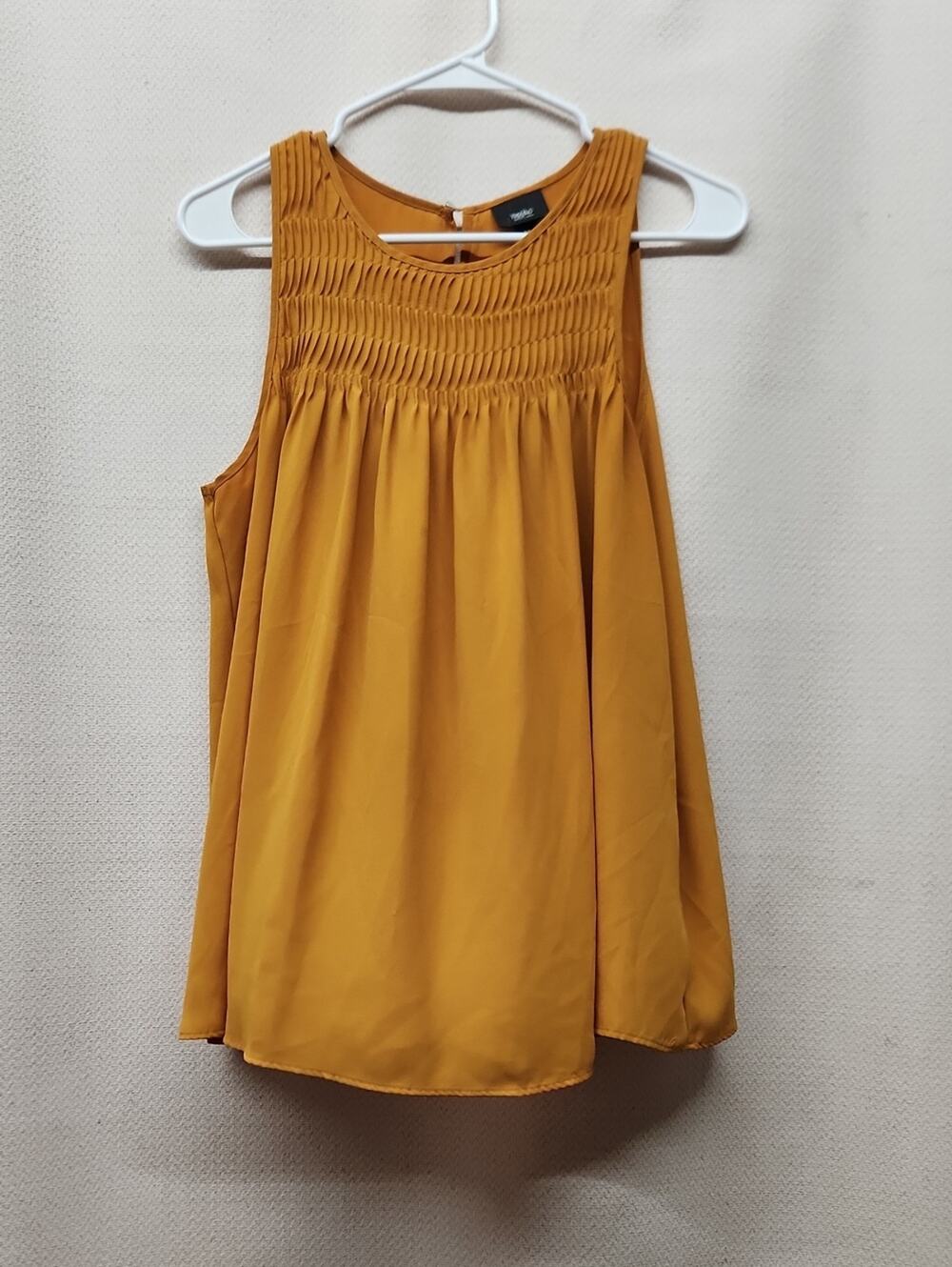 Mossimo Supply Co. Mustard Smocked Yoke Sleeveless Top